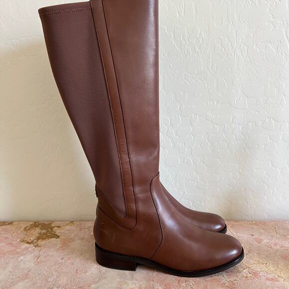 Cole Haan Noelle Brown Leather Knee High Stretch Riding Boots Womens 7.5 - Picture 2 of 15